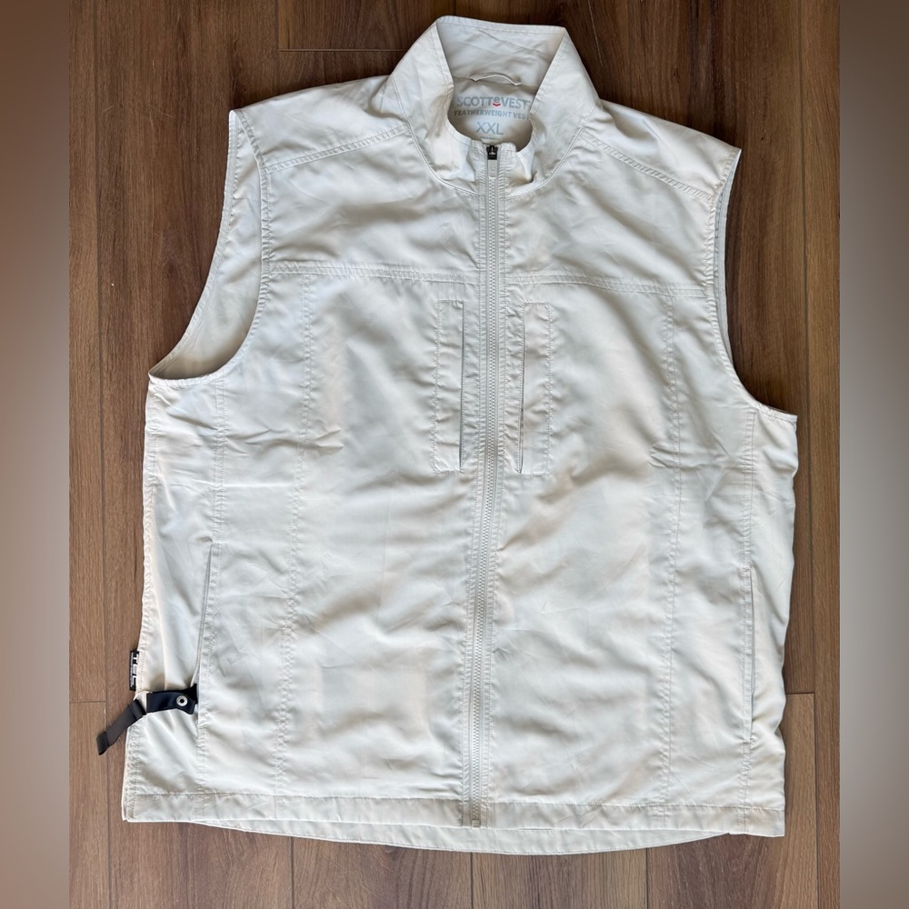 SCOTTeVEST Featherweight Vest Mens XXL Beige TEC Technology 16 Pockets